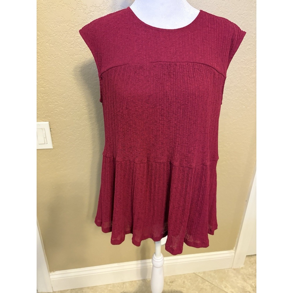 Juicy‎ Couture Sangria Sleeveless Tiered Tank Top, Vintage Y2K, Magenta, Large